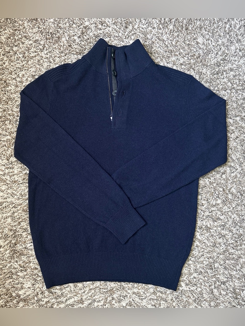 Banana Republic Navy Zip-Up Knit Sweater